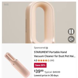 Starument Portable Hand Vacuum Cleaner rose gold
